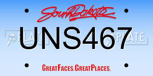 UNS467 South Dakota License Plate