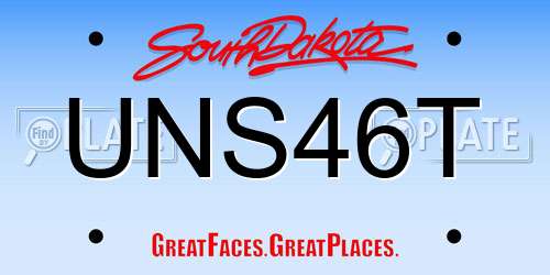 UNS46T South Dakota License Plate