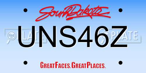 UNS46Z South Dakota License Plate