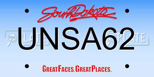UNSA62 South Dakota License Plate