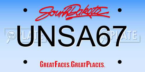 UNSA67 South Dakota License Plate