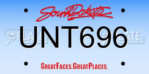 UNT696 South Dakota License Plate