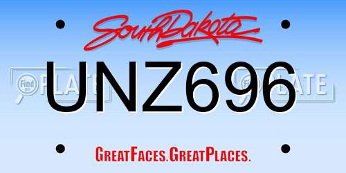 UNZ696 South Dakota License Plate