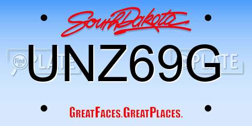 UNZ69G South Dakota License Plate