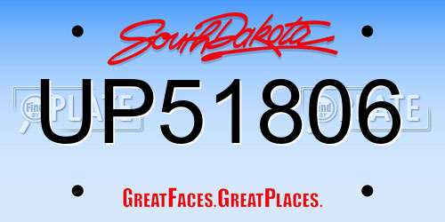 UP51806 South Dakota License Plate