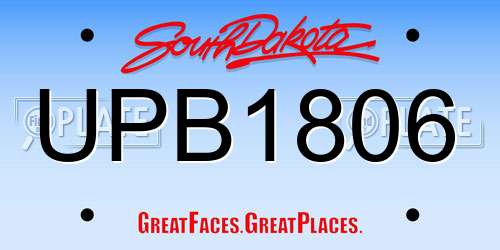 UPB1806 South Dakota License Plate