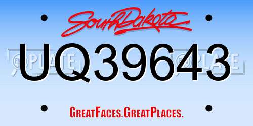 UQ39643 South Dakota License Plate