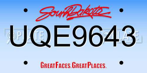 UQE9643 South Dakota License Plate