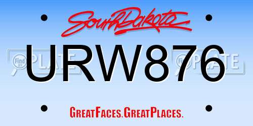 URW876 South Dakota License Plate
