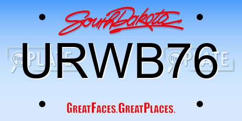 URWB76 South Dakota License Plate