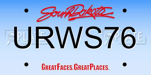 URWS76 South Dakota License Plate