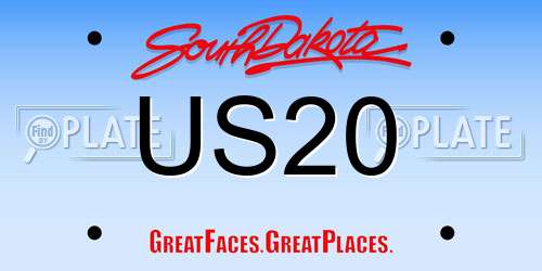 US20 South Dakota License Plate