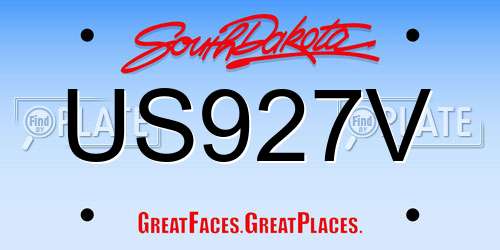US927V South Dakota License Plate