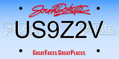 US9Z2V South Dakota License Plate