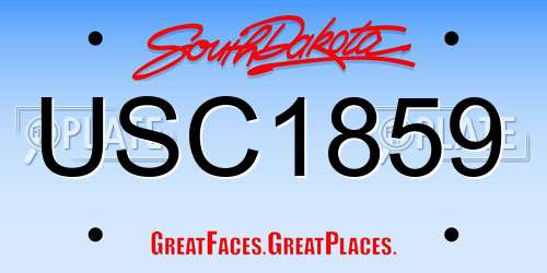 USC1859 South Dakota License Plate