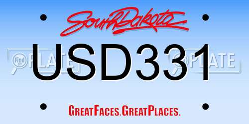 USD331 South Dakota License Plate