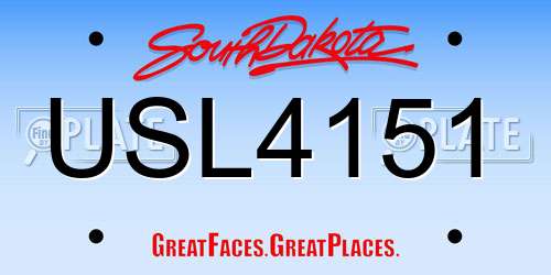 USL4151 South Dakota License Plate