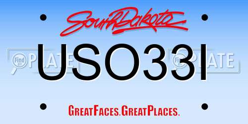 USO33I South Dakota License Plate