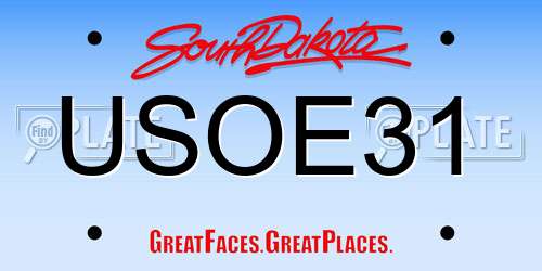 USOE31 South Dakota License Plate