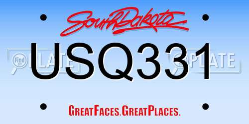 USQ331 South Dakota License Plate