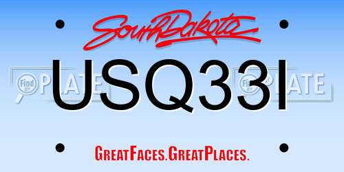 USQ33I South Dakota License Plate