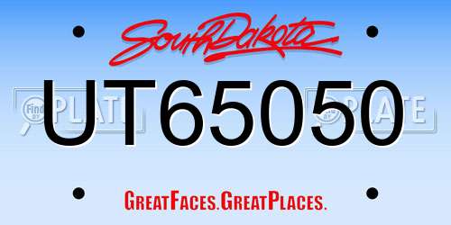 UT65050 South Dakota License Plate
