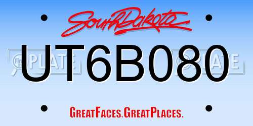 UT6B080 South Dakota License Plate