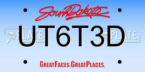 UT6T3D South Dakota License Plate