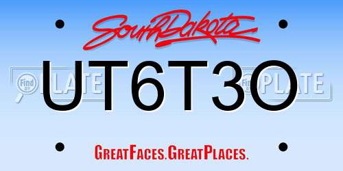UT6T3O South Dakota License Plate