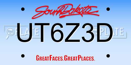 UT6Z3D South Dakota License Plate