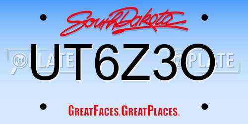 UT6Z3O South Dakota License Plate