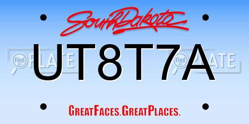 UT8T7A South Dakota License Plate