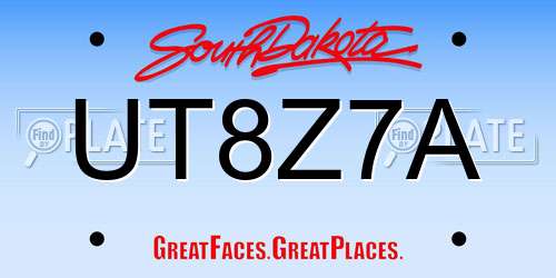UT8Z7A South Dakota License Plate