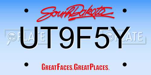 UT9F5Y South Dakota License Plate