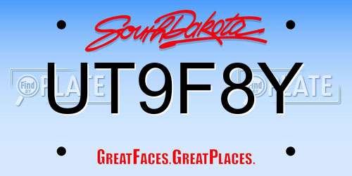 UT9F8Y South Dakota License Plate