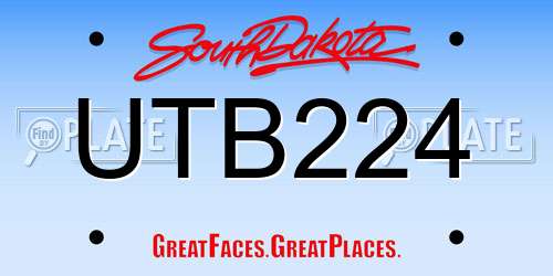 UTB224 South Dakota License Plate
