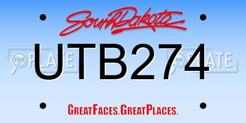 UTB274 South Dakota License Plate