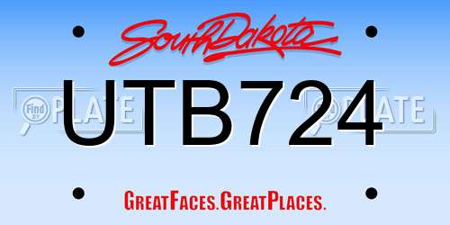 UTB724 South Dakota License Plate