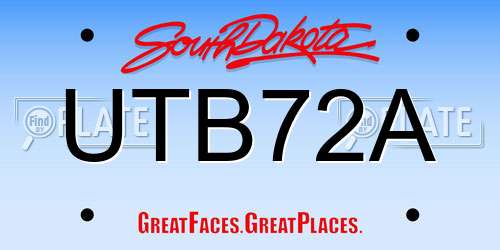 UTB72A South Dakota License Plate