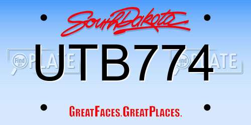 UTB774 South Dakota License Plate