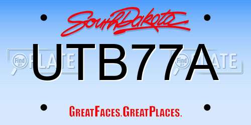 UTB77A South Dakota License Plate
