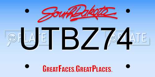 UTBZ74 South Dakota License Plate