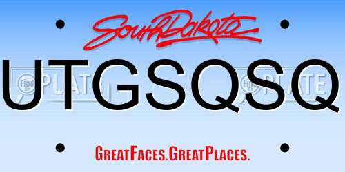 UTGSQSQ South Dakota License Plate