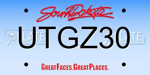UTGZ30 South Dakota License Plate
