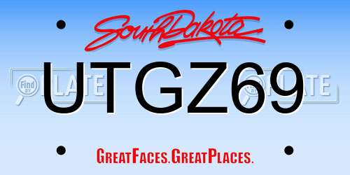 UTGZ69 South Dakota License Plate