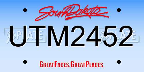 UTM2452 South Dakota License Plate
