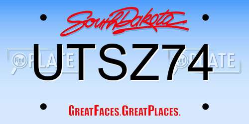 UTSZ74 South Dakota License Plate