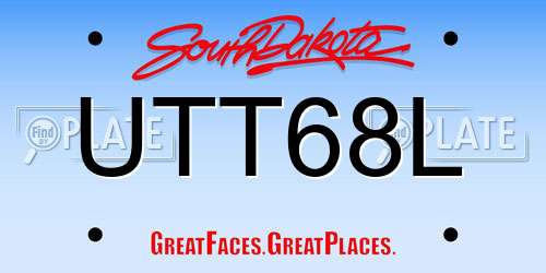 UTT68L South Dakota License Plate