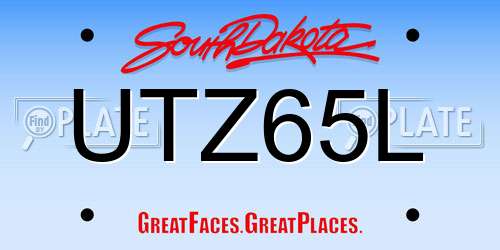 UTZ65L South Dakota License Plate