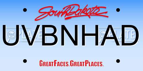 UVBNHAD South Dakota License Plate